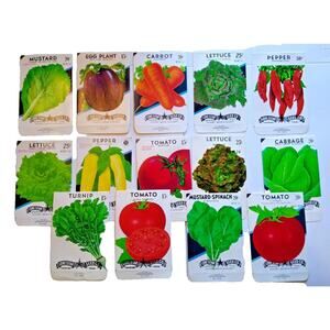 Vintage 1950's Vegetable Seed Packs EMPTY Lot 4 Egg Plant Peppers Lettuce Tomato
